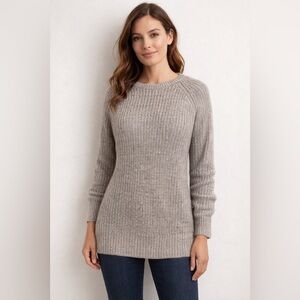 Ellen Tracy Beige Chunky Knit Raglan Sleeve Sweater – Size L